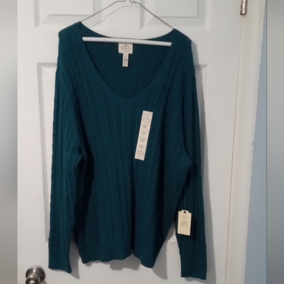 St. John's Bay Deep Teal V-Neck Sweater - Picture 1 of 6